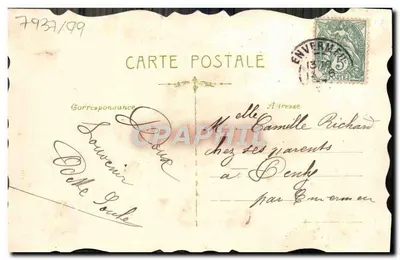 Aniversário — Ferradura cercada de flores — Carte postale — Verso