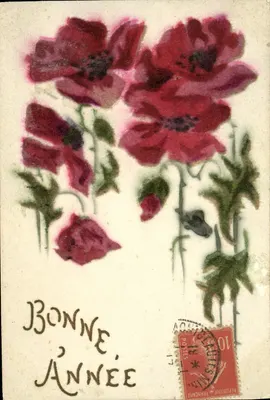 Flores de papoula — Boa Ano — Editor desconhecido, número de série não visível