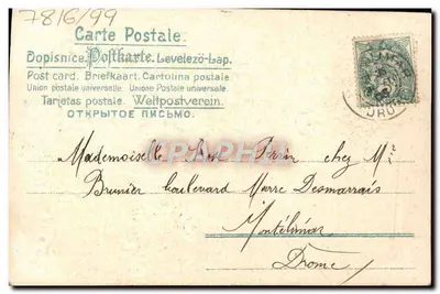Arranjo de rosas e violetas — cartão postal decorativo — editor não visível — Verso