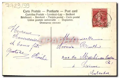 Lilás — arranjo com fita preta — Carte postale française — Verso