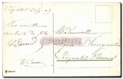 Flores e folha de erva-de-são-joão — Boa e feliz Festa — Cigriquetat — Verso