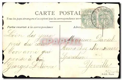 Pansyje fioletowe — Szczęśliwego dnia — F.J.R. Paris — Rewers