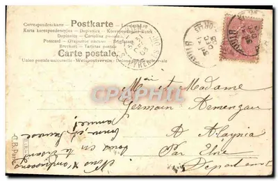 Violes et lierre — carte de vœux avec texte manuscrit — éditeur 'G.B. Darne' (verso) — Verso