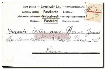 Orquídeas rosas — ilustração ornada — Levelezö-Lap — Verso