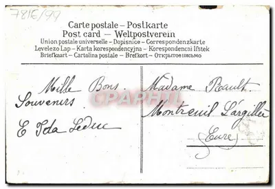 Fleurs dans un tonneau — oiseau en vol — éditeur 'Union postale universelle' (verso) — Rewers