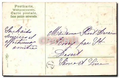Kwitnace fiolety i mydlniki — Szczęśliwe i dobre noworoczne życzenia! — Karta pocztowa. Weltpostverein. — Rewers
