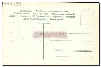 Bom Aniversário — coroa de flores azuis e trevo — editor não visível — Verso