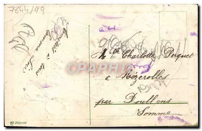Carte postale décorative — bouquet de fleurs et rubans — éditeur non visible — Verso