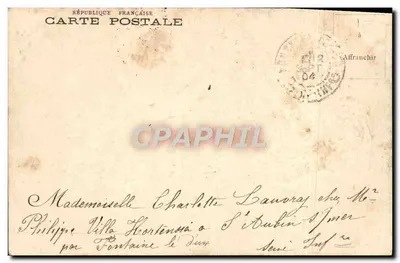 Ne M'oubliez pas — dekoracyjna karta pocztowa z ptakiem i kwiatami — wydawca nie widoczny — Rewers