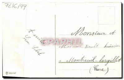 Arranjo de myosotis — Atenciosa lembrança de um coração cheio de afeto — editor não visível — Verso