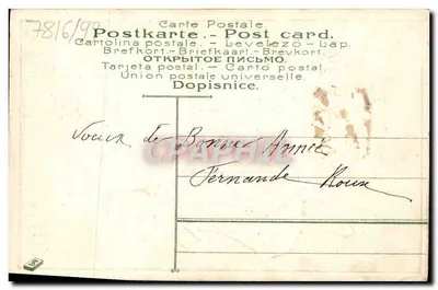 Niña con carrito de flores — Feliz Año — Fernande Roua, n° 973 — Reverso