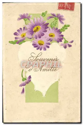 Mata de flores violetas — Lembrete de Amizade — editor desconhecido