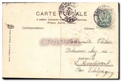 365 dias de felicidade — Carta postal de boas-vindas — Editor K.F. Paris, série 0198 bis — Verso