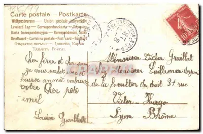 Bouquet de houx dans un panier — Bonne année — Carte postale multilingue — Verso