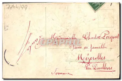 Bouquet of violets — Christmas postcard 1907 — publisher not visible — Back