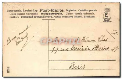 Szukacz złota — Wesołych i szczęśliwych świąt — wydawca M.S. L. 1906 — Rewers