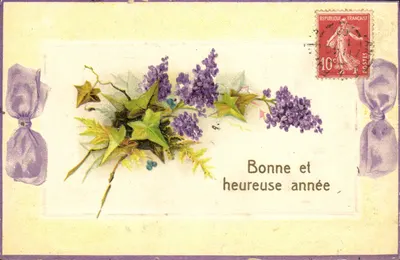 Lilás e hortência — Boa e feliz ano — Carte postale déposée n° 556
