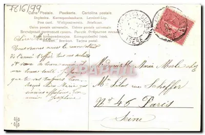 Violetas — cartão postal decorado com flores violetas e corações — editado por J. Lemouse Annod — Verso