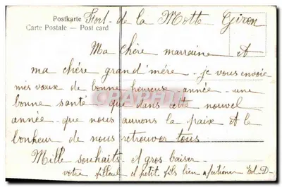 Fleur rose — illustration avec texte "Bonne Année" — éditeur non visible — Rewers