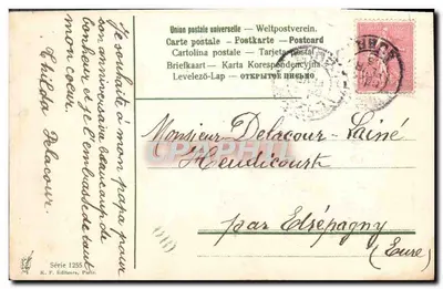 Blauwe bloemen — Verjaardag — K. F. Uitgevers, Parijs, Serie 1255 — Achterkant