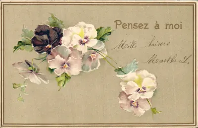 Flores de pensamento — Pense em mim — editor não identificado, número de série não visível
