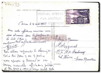 Lavendelveld — Internationaal festival van amateurfilm — Edities « M.A.R. » — Achterkant