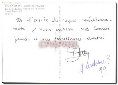Ogród Prowencka — La Côte d'Azur, cud natury — Wydawnictwo Couleurs et Lumière de France, nr 10-7415 — Rewers