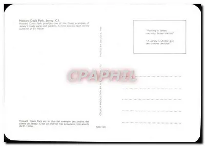 Howard Davis Park, Jersey, C.I. — ACG 152L — editor A.C.G. LTD — Verso