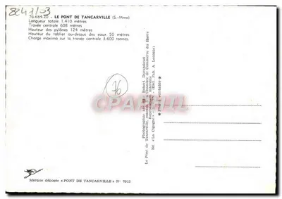 Brug van Tancarville — luchtfoto — Ed. La Cigogne N° 7013 — Achterkant