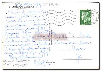 एक पुराना आदमी जो चिमनी के पास एक शराब का आनंद ले रहा है — गैस्कोंग के चित्र, ले चब्रोट, संख्या 5 — पीछे
