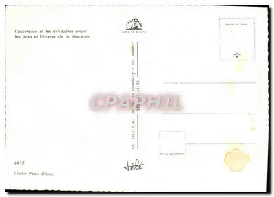 Wspinaczka na górze — trzech narciarzy wspinających się — wydawca TELE S.A. n° 6812 — Rewers