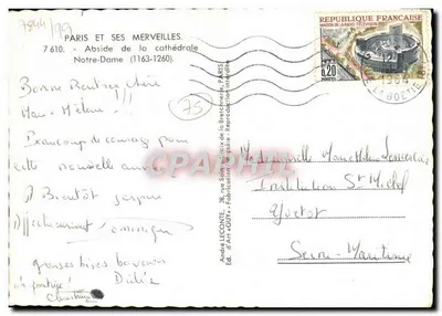 Tarjeta postal moderna París Paseo Vista General de la Catedral de Notre-Dame Barcos Peniche — Reverso