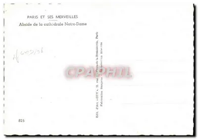 Paris e suas maravilhas — Abside da catedral Notre-Dame — Ed. d'Art « GUY », 33, rue des Croix-de-la-Bretonnerie, Paris — Verso