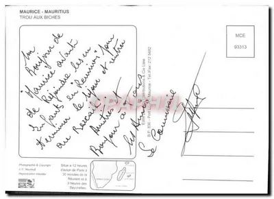 Trou aux Biches — Maurice — Editore J.C. Nourryff & Cie Libe — Verso