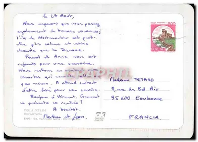 Widok lotniczy portu na wyspie Elba — wydawca Portoferraro, seria E/95 — Rewers