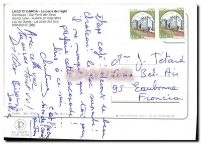 सिरमियोन के किला — गार्डा झील — प्रकाशक ई. ग. पोइएट्टी, संख्या BILDG 73 — पीछे
