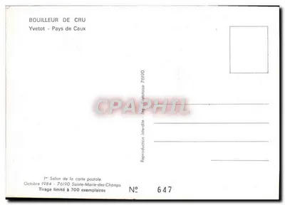 Bouilleur de cru — Yvetot - Pays de Caux — Impressora Yvetelaise, N° 647 — Verso