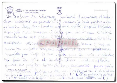 Contré-jour et cavalier dans les dunes — Éditeur SL, n° 10.051 — Verso