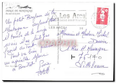 Floresta nevada — Les Arcs — editor R. G. Colomb — Verso
