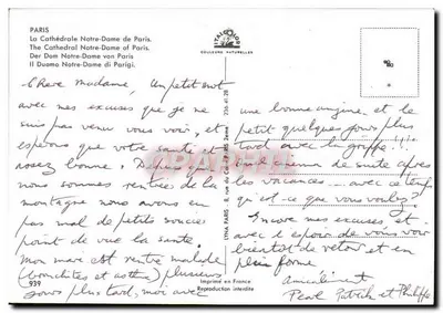Notre-Dame de Paris — vista desde um parque — editor L'ITALCOOP, n° 939 — Verso