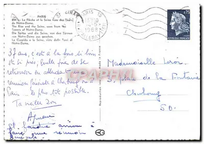 Notre-Dame — La Flecha y la Sena vistas desde las Torres de Notre-Dame — editor, n° 844 — Reverso