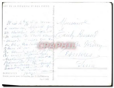 Colhedoras — Pintura com a boca — G. Barbédiennne, No F 1401 — Verso