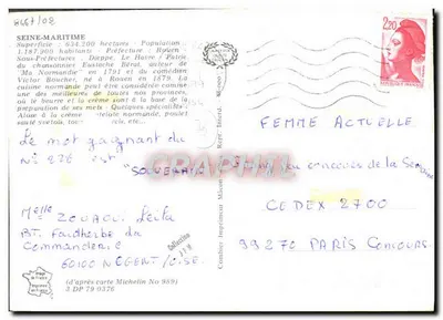 Seine-Maritime — carta postal turística com mapa e vistas — Comblain Imprimeur — Verso
