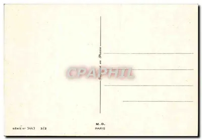 Cena invernal — esquiadores em lago congelado — M.D. Paris, série 5443 — Verso