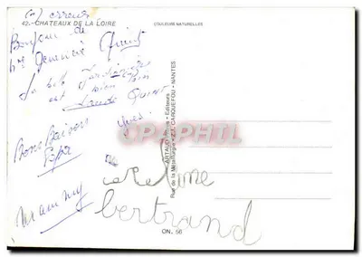 Os Castelos da Loire — Coleção de 9 castelos — Artaud Frères - Nantes — Verso