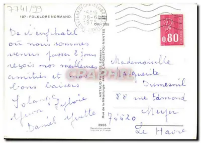 Folklore Normand — 107 — Artaud Frères Wydawcy — Rewers