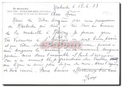 Dives-sur-Mer — praia e vista sobre Houlgate — Edição Gréff, n° 1413/504 — Verso