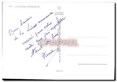 Suecia Normanda - Tarjeta postal panorámica con mapa y 9 viñetas - Editor Couleurs Naturelles, n° 103 — Reverso