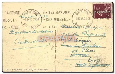 LOURDES (Htes-Pyr.) — A Basílica — Edição dos Magazines da Capela, n°18 — Verso