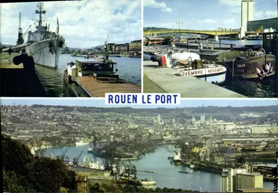 Rouen Port — widok panoramiczny i portowy — wydawca IRIS MEXICHROME